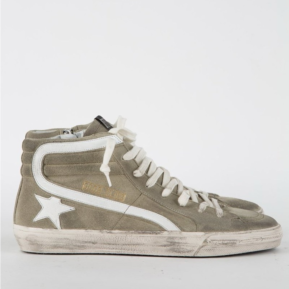 Golden Goose Men’s Sneaker Slide High Top Light Olive Suede BNIB - Picture 3 of 15